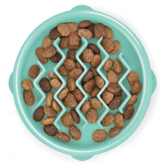 Outward Hound Slo Bowl SMALL Mint Green Cat Slow Feeder Puzzle Bowl Siamese - Picture 2 of 8